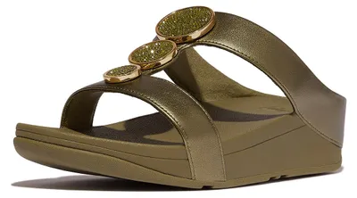 Produktbild von Fitflop Halo Bead-circle Metallic H-bar Sandalen Grün,Golden EU 40 Frau Grün,Golden EU 40