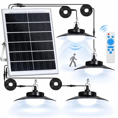 Image de LED Lampe solaire à suspendre Lampes solaires pour extérieur intérieur Détecteur de mouvement LED Lampe solaire à suspendre Lampes solaires à suspendre pour pavillons Garage Entrepôts