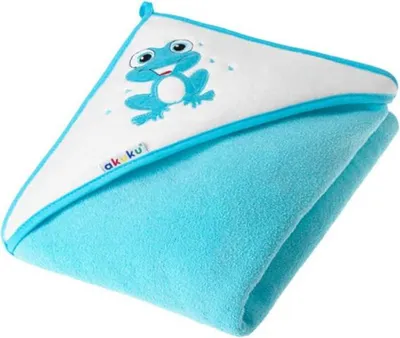 Akuku Baby-Badetuch mit Kapuze, Frosch, 100 × 100 cm, Baumwolle