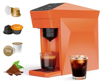 4-in-1 Kaffeemaschine, 19 bar, für K-Cup, Nespresso, Dolce Gusto, 800 ml, Orange