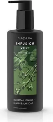 Obrázek produktu pro MÁDARA Cosmetics Infusion Vert Moisture soap, Kůže, Tekuté mýdlo, Pumpovacíc lahvička, Hydratující, Aloe Barbadensis (Aloe) Leaf Juice Aqua Sodium coco sulphate Sodium..., 300 ml