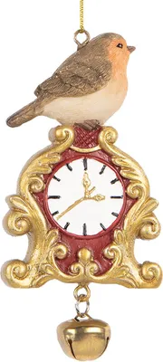 Produktbild von Clayre & Eef Weihnachtsanhänger Vogel 11 cm Braun Kunststoff