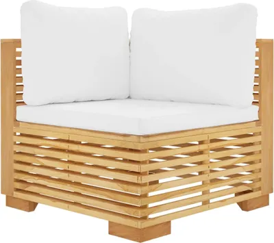 Produktbild von vidaXL Garten-Ecksofa mit Creme Kissen Massivholz Teak