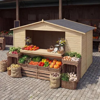 Image de Kiosque/ stand de marché/ de9.42 m2 - 3.11x3.03 m - 19 mm - DOM607 - ALTANKA