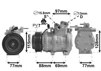 Produktbild von VAN WEZEL 8300K124 10PA Klimaanlage Klimakompressor PAG 46 R134a für KIA SORENTO I (JC)