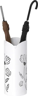 Obrázek produktu pro Stojan na deštníky / držák deštníků - Stojan - Ocel - 4 háčky - Odnímatelná odkapávací miska - Dekorativní design - 17×17×41 cm - Bílá