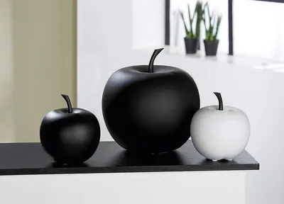 3er-Set Deko-Äpfel aus Keramik, Weiß, H. 17 cm, D. 16 cm