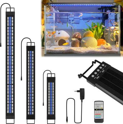 Obrázok produktu pre Jayseuw akváriová lampa pre akvárium 90-120 cm, LED osvetlenie akvária IPX44 vodotesné 2 režimy (deň, noc), akváriové svetlo s výsuvným držiakom s plným spektrom