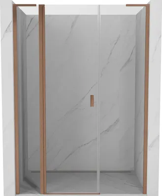 Image de Porte de douche battante Mexen Mist L 160 cm, transparente, cuivre brossé - 8A4L-160-001-65-00