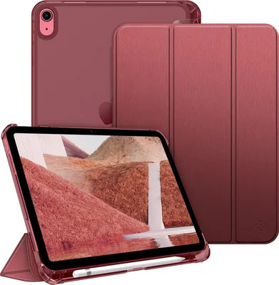 Produktbild von Fintie Hülle für iPad (A16) 11 Generation 11 Zoll 2025, iPad 10 Generation 10.9 Zoll 2022 mit Stifthalter - ultradünne leichte Schutzhülle mit transparenter Rückseite, Auto Schlaf/Wach, Burgunderrot