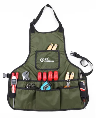 Produktbild von PENGGONG Wasserdichtes Segeltuch Gartenarbeit Werkzeug Schürze Tasche mit Taschen Verstellbare Größe Passt Männer und Frauen