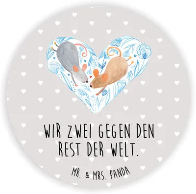 Produktbild von Mr. & Mrs. Panda magnet Mäuse Herz - Grau Pastell - Geschenk, Maus, Liebesspruch, Kühlschrankmagnet, pinnwand, für Immer, Freundin, Lieblingsmensch, Love, kühlschrank
