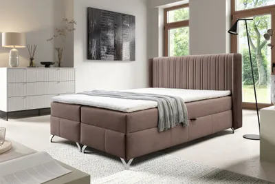 Produktbild von Boxspringbett Schlafzimmerbett DAMIEN 180x200cm Stoff Salvador Schokobraun