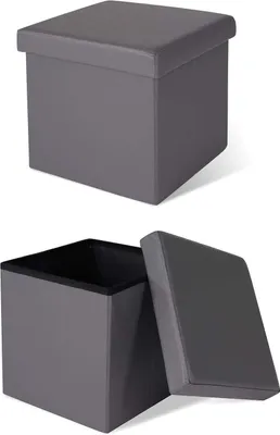 Image de Tabouret / Banc Similicuir - Repose-pieds - Gris - 38 x 38 x 38 cm