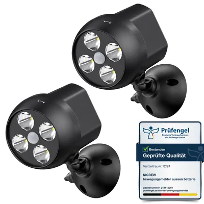 LED-Außenstrahler mit Bewegungsmelder, 2 Stück, 8W, 600lm