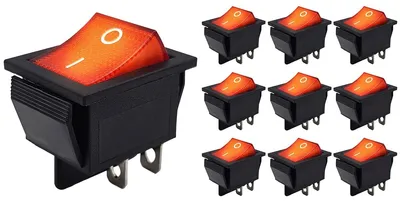 Produktbild von ProRide Wippschalter KCD4-202 2-polig 250V/16A Rot mit Leuchte 10er Set