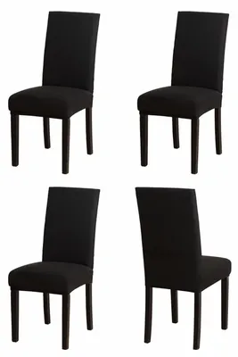 Produktbild von Stuhlhussen 4er Set Schwarz, Stretch Esszimmer Stuhlbezug Abnehmbar Waschbar Elasthan für Küche Bankett