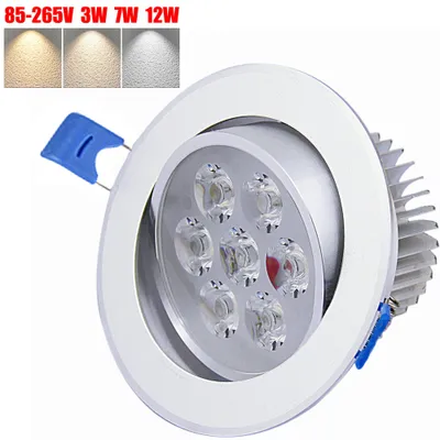 Produktbild von 1Pc 7W Led Einbauleuchten Küchenlampen Warmweiss 230V Schranklampen Vitrineleuchten Rund Hohe Helligkeit Led Spots Strahler Einbaustrahler, Kaltweiß