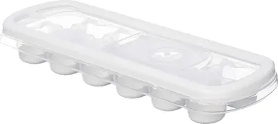 Produktbild von EISWÜRFELFORM für 12 Eiswürfel rund Silikon mit Deckel Silikonform Eiswürfelbereiter Boden Eisfächer 91 (Weiss)
