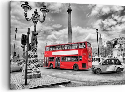Produktbild von Bild auf Leinwand - Leinwandbild - Trafalgar Platz Taxi London - 120x80cm - Wand Bild - Wanddeko - Leinwanddruck - Bilder - Kunstdruck - Wanddekoration - Leinwand bilder - Wandkunst - AA120x80-0488