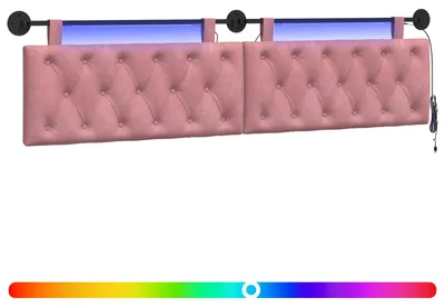 Produktbild von vidaXL Hängendes Kopfteil Mit LED Licht Rosa Samt