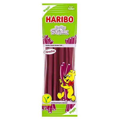 Zdjęcie produktu dla Haribo Balla Stixx wiśniowe gumy do żucia z nadzieniem cukierniczym 200g