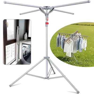 Produktbild von Standtrockner Wäscheständer Hoch Klappbar mit 4 Flügeln, Wäschespinne Wäschetrockner Ständer für Balkon,Drinnen, Draußen