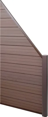Image de Pare-vue en WPC Sarthe, clôture coupe-vent, poteaux en aluminium ~ élément d'extension oblique à droite, 0,95m brun