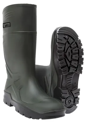 Productafbeelding van Portwest FD90 Polyurethanrubberlaars, Wellington model, kleur groen, maat 41, met veiligheidskenmerken O4 en CI en FO