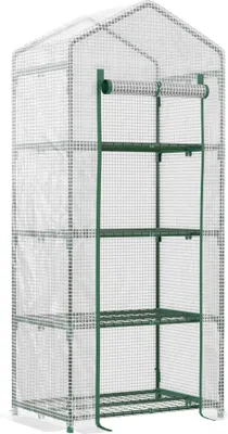 Produktbild von Mini-Gewächshaus mit 4 Regalen, 70x50x160 cm, Frühbeet, Treibhaus, Pflanzenhaus, Weiß