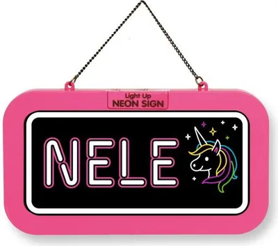 Produktbild von LED Leuchtschild Neonschild mit Namen , Leuchtende Wanddekoration mit Batterie, 18,7x10,3x1,6cm -  Nele