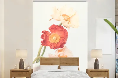 Produktbild von MuchoWow® Fototapete für Wohnzimmer oder Schlafzimmer Wandtapete Vinyl Motivtapete Blumen - Rot - Natur - Pflanzen - 145x220 cm - Wanddekoration