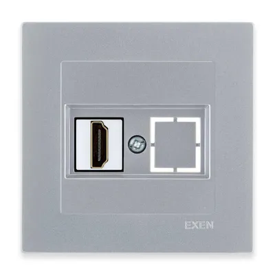 Image de Prise multimédia HDMI EXEN, couleur argent + cadre argenté