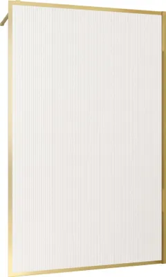 Image de Paroi de Douche Verre Cannelé 6 mm - 140x200 cm - Cadre et Bras Aluminium Or Doré Brossé