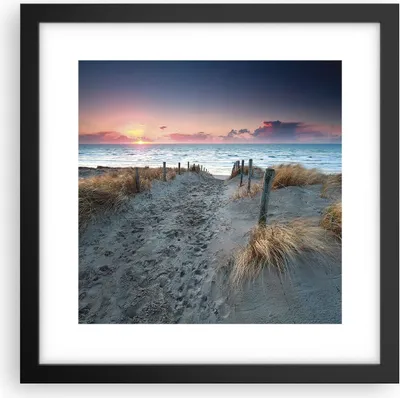 Produktbild von Gerahmtes Poster - Schwarzer Rahmen - Strand Sand Spaziergang - 30x30 cm - Wand Bild - Wanddeko - Wandbilder - Kunstposter - Wandposter - Bilderrahmen - Bilder - Kunstdruck - P2BAC30x30-4924