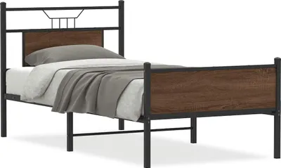 Produktbild von vidaXL Bettgestell ohne Matratze Braun Eiche 90x200 cm Holzwerkstoff