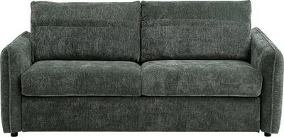 Produktbild von 3-Sitzer-Sofa, Schnellklappbett aus strukturiertem Stoff Grün - Schlafbreite 140 cm MALOGU