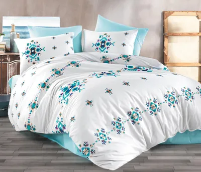 Zdjęcie produktu dla Bawełniana pościel Hippi Turkusowa Rozmiar: 220x200 + 2x 70x90 cm