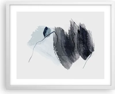 Produktbild von Gerahmtes Poster - Weißer Rahmen - Blau Grau Aquarell - 50x40 cm - Wand Bild - Wanddeko - Wandbilder - Kunstposter - Wandposter - Bilderrahmen - Bilder - Kunstdruck - Wanddekoration - P2WAA50x40-4975