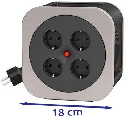 Productafbeelding van 0010012800 kabelhaspel binnen, 4 geaarde stopcontacten, 10 m, grijs