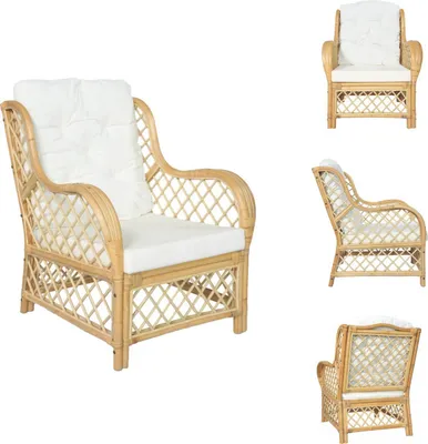 Produktbild von vidaXL Sessel mit Kissen Natur-Rattan und Leinen -  Sofas