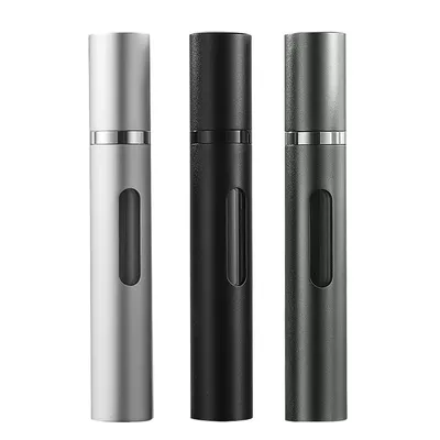 Produktbild von 10ml Parfüm Reisesprayer Nachfüllbar, 3er Set–Mini Eau de Cologne Sprühspender, mit Nachfüllboden, tragbar, in Schwarz-Grau-Silber,ideal für unterwegs
