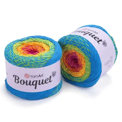 Produktbild von YarnArt Bouquet 719 Wolle, 100% Baumwolle, Ombre Effekt, 500m/250g, multifarbig