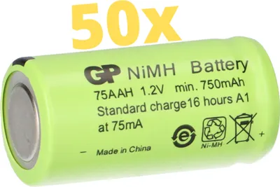 Immagine prodotto di 50x GP GP75AAH batteria ricaricabile 2/3AA Mignon NiMH 1,2V 750mAh