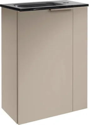 Produktbild von FACKELMANN SBC B.PARIS Gäste WC Waschtisch Set 45 cm, Grau, Glasbecken Anthrazit, Türanschlag links  Eleganz und Funktionalität für Dein Badezimmer