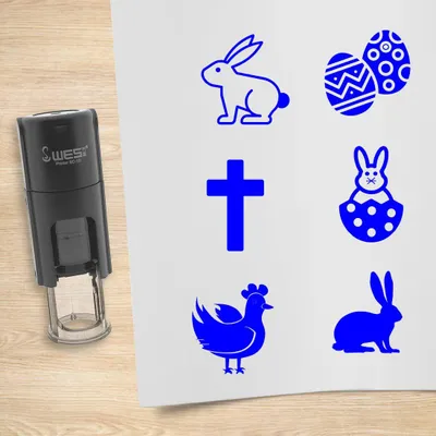 Produktbild von CombiCraft Selbstfärbendestempel Set 'Ostern' in der Farbe Blau, Ø10mm