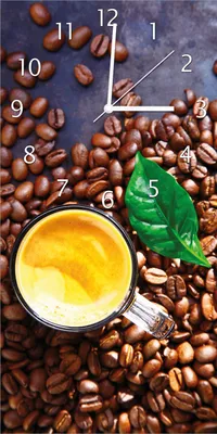 Produktbild von Wallario Design Wanduhr Kaffee und Bohnen aus Echtglas, Größe 30 x 60 cm