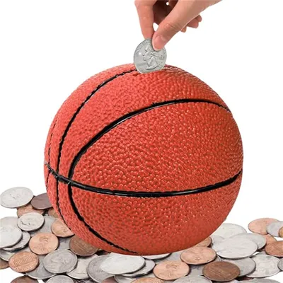 Produktbild von Basketball Sparschwein, 7,5“ große bruchsichere Münzbank, PVC-Spardose, Spardose , Weihnachts-Geburtstagsgeschenke, Zimmer-Desktop-Dekoration