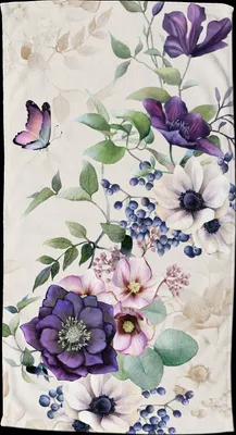 Produktbild von Beach towel Good Morning 100x180 cm - flowers, leaves, and a butterfly