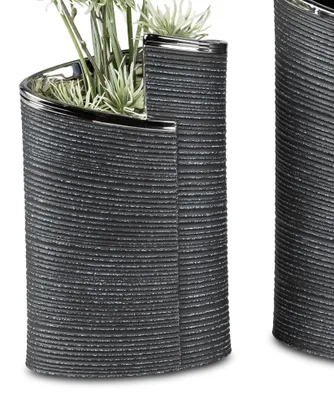 Produktbild von Deko Vase ANTHRAZIT WRAP H. 22cm B. 13,5cm silber grau Keramik Formano
